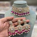 Hira Collections Elegant Pota Stone And Austrian Stone Pearl Choker Necklace Set