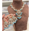 Hira Collections Elegant Pota Stone And Austrian Stone Pearl Necklace Set 