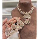 Hira Collections Elegant Pota Stone And Austrian Stone Pearl Necklace Set