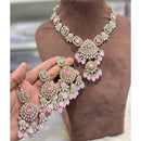 Hira Collections Elegant Pota Stone And Austrian Stone Pearl Necklace Set