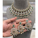 Hira Collections Elegant Pota Stone And Austrian Stone Pearl Choker Necklace Set