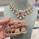 Hira Collections Glamorous Druzy Crystal Stone And Pearl Necklace Set