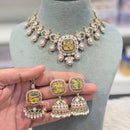 Hira Collections Glamorous Druzy Crystal Stone And Pearl Necklace Set