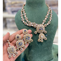 Hira Collections Glamorous Druzy Crystal Stone Necklace Set  