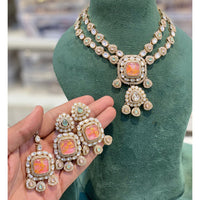 Hira Collections Glamorous Druzy Crystal Stone Necklace Set