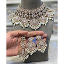 Hira Collections Elegant Pota Stone And Austrian Stone Pearl Choker Necklace Set
