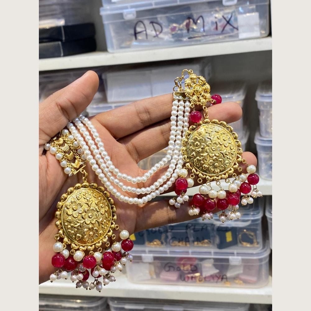 Hira Collections Stylish Beads And Pearl Dangler Earrings With Maang Tikka