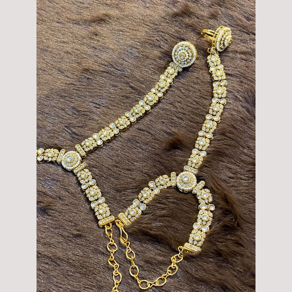 Hira Collections Designer Kundan Stone And Pearl Hand Harness