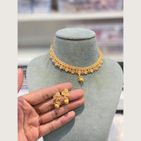 Hira Collections Elegant Crystal Stone And Pearl Choker Necklace Set 