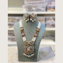 Hira Collections Elegant Pota Stone And Austrian Stone Pearl Long Necklace Set