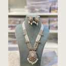 Hira Collections Elegant Pota Stone And Austrian Stone Pearl Long Necklace Set