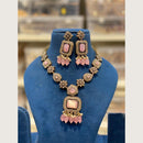 Hira Collections Elegant Pota Stone And Austrian Stone Pearl Necklace Set