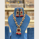 Hira Collections Elegant Pota Stone And Austrian Stone Pearl Necklace Set