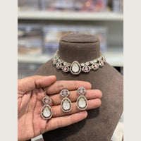 Hira Collections Premium Pota Stone And Austrian Stone Choker Necklace Set