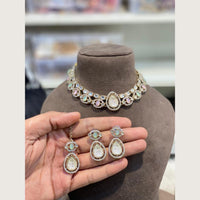 Hira Collections Premium Pota Stone And Austrian Stone Choker Necklace Set