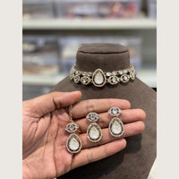 Hira Collections Premium Pota Stone And Austrian Stone Choker Necklace Set