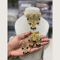 Hira Collections Elegant Kundan Stone And Beads Choker Necklace Set