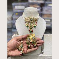 Hira Collections Elegant Kundan Stone And Beads Choker Necklace Set