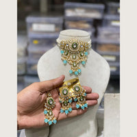 Hira Collections Elegant Kundan Stone And Beads Choker Necklace Set