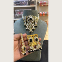 Hira Collections Elegant Kundan Stone And Beads Choker Necklace Set
