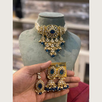 Hira Collections Elegant Kundan Stone And Beads Choker Necklace Set