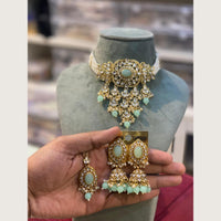 Hira Collections Elegant Kundan Stone And Beads Choker Necklace Set