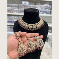 Hira Collections Premium Pota Stone And Austrian Stone Choker Necklace Set