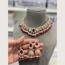 Hira Collections Premium Pota Stone Pearl And Beads Choker Necklace Set
