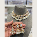 Hira Collections Premium Pota Stone Pearl And Beads Choker Necklace Set