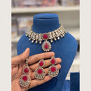 Hira Collections Premium Pota Stone And Austrian Stone Choker Necklace Set  