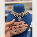 Hira Collections Premium Pota Stone And Austrian Stone Choker Necklace Set