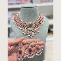 Hira Collections Premium Pota And Austrian Stone Pearl Choker Necklace Set  