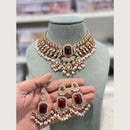 Hira Collections Premium Pota And Austrian Stone Pearl Choker Necklace Set