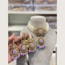 Hira Collections Classic Pota And Crystal Stone Beads Choker Necklace Set