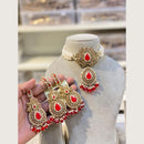 Hira Collections Classic Pota And Crystal Stone Beads Choker Necklace Set