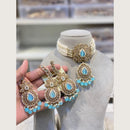 Hira Collections Classic Pota And Crystal Stone Beads Choker Necklace Set