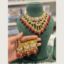 Hira Collections Royal Peacock Design Kundan Stone And Beads Meenakari Necklace Set