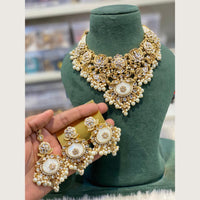 Hira Collections Traditional Kundan Stone And Pearl Choker Jewellery Necklace Set
