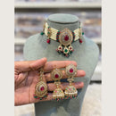 Hira Collections Indian Ethnic Crystal Stone And Pearl Choker Necklace Set