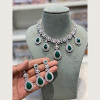 Hira Collections Sparkling Crystal Stone Necklace & Earrings Set