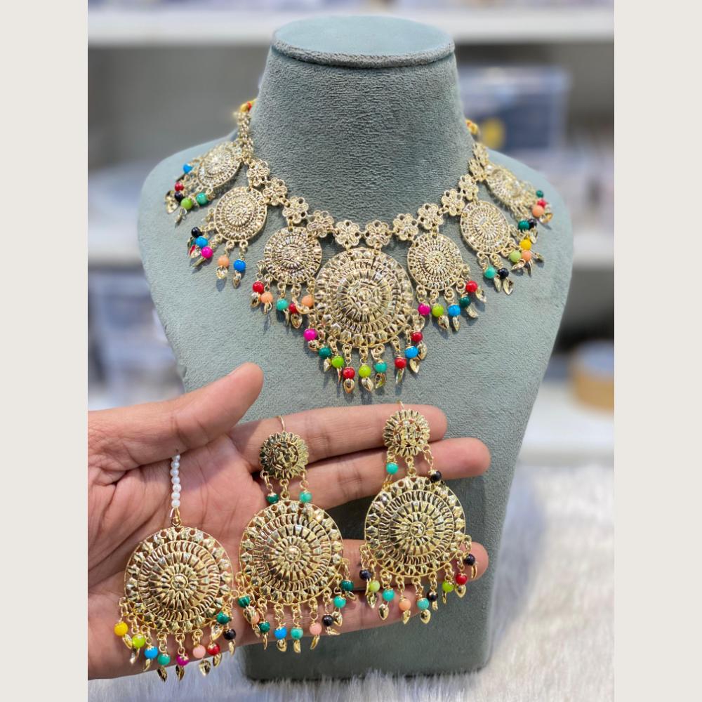 Hira Collections Designer Round Filigree Pearl Necklace Set