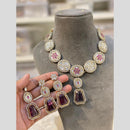 Hira Collections Glamorous Kundan And Crystal Stone Necklace Set