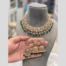 Hira Collections Grand Crystal Stone And Pearl Choker Necklace Set 