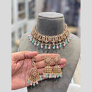 Hira Collections Grand Crystal Stone And Pearl Choker Necklace Set