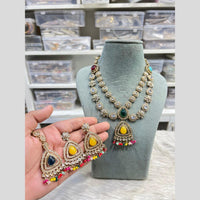 Hira Collections Grand Crystal Stone And Pearl Necklace Set