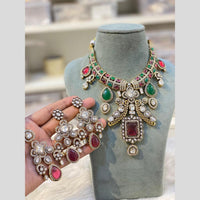 Hira Collections Glamorous Kundan And Pota Stone Necklace Set
