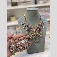 Hira Collections Glamorous Kundan And Pota Stone Necklace Set