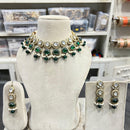 Hira Collections Glamorous Kundan And Pota Stone Pearl Choker Necklace Set