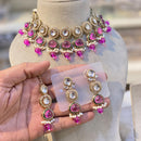 Hira Collections Glamorous Kundan And Pota Stone Pearl Choker Necklace Set