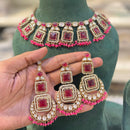 Hira Collections Grand Crystal Pearl And Austrian Stone Choker Necklace Set